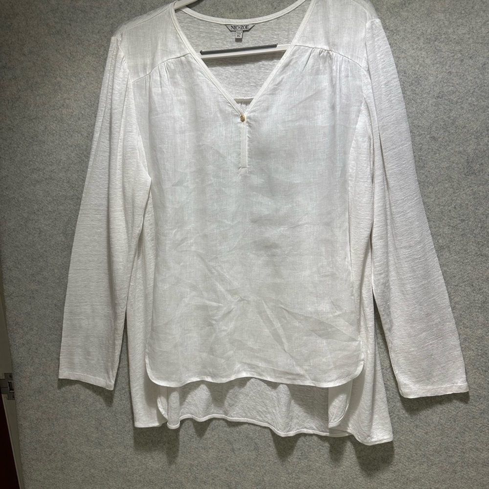NIC + ZOE White Long Sleeve Blouse
